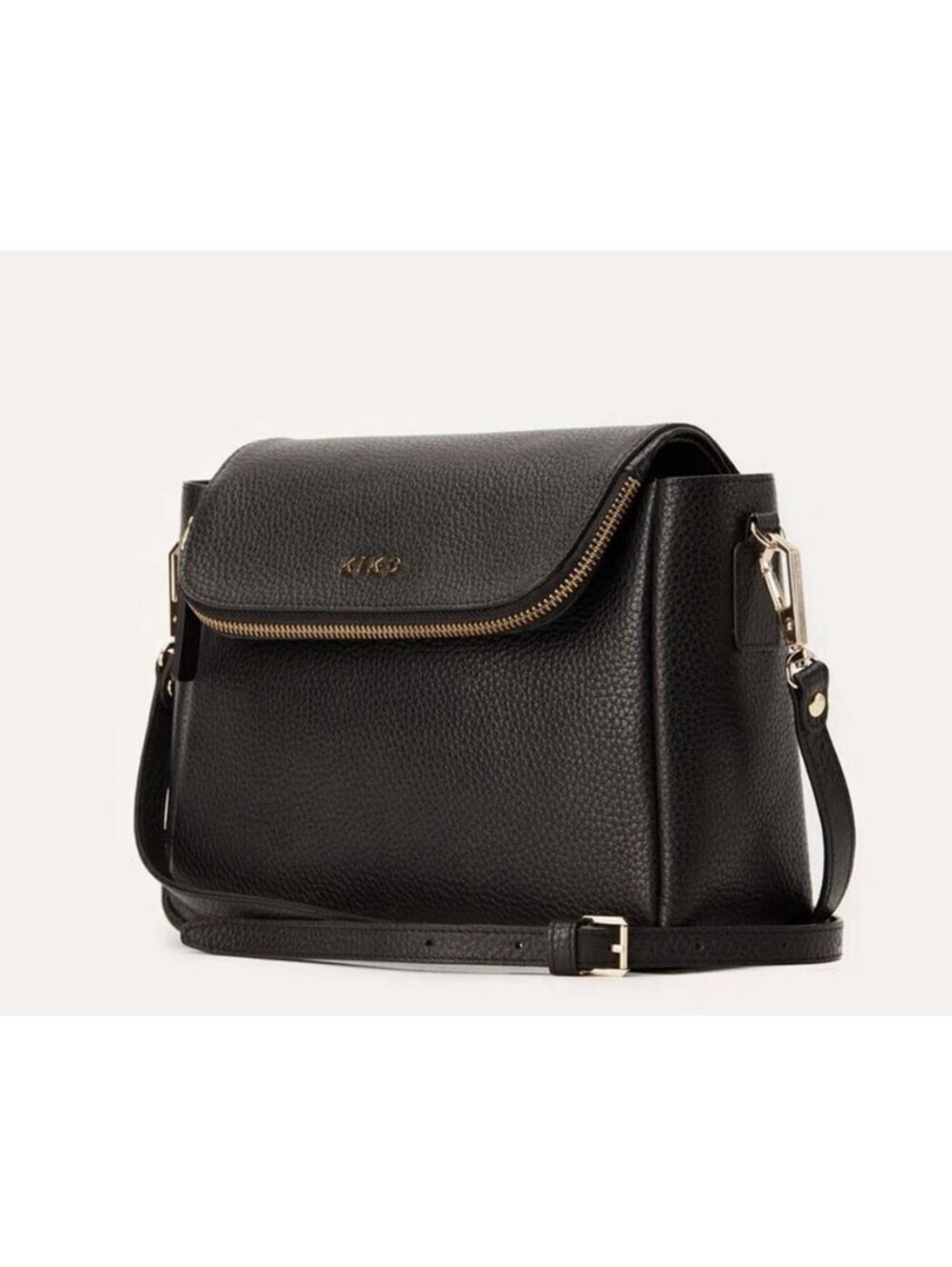 KIKO BLACK LEATHER  FoldOver  Crossbody Bag